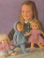 kntting pattern. Intructions for12", 14" and 16" dolls (larger size fits, Tiny Tears and Baby Born)