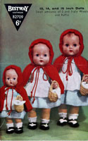 Vintage doll knitting pattern . Delightful Little Red Riding Hood outfits