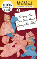 Fabulous vintage doll knitting pattern for layette for twins for a 10 inch doll
