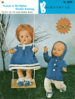 Vintage dolls knitting pattern for 14-16 inch dolls in double knitting